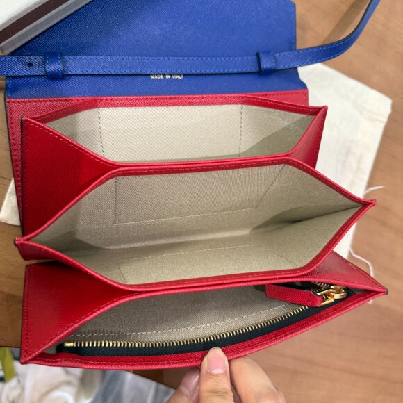 Marni Trunk Wallet with Crossbody Chain Blue/Red/Black - Picture 3 of 12